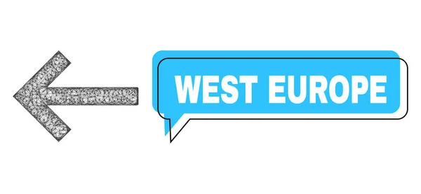 Shifted West Europe Chat léggömb és kikelt bal nyíl ikon — Stock Vector