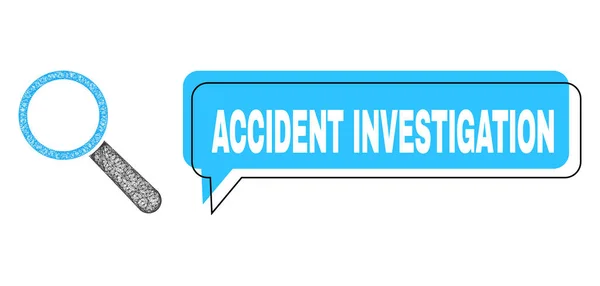 Shifted Accident Investigation Speech Balloon and Net Mesh Search Tool Icon — 스톡 벡터