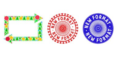 Yeni Biçim Tehlike Mühürleme Damgaları ve Noel Sembolleri Okları Kolajı