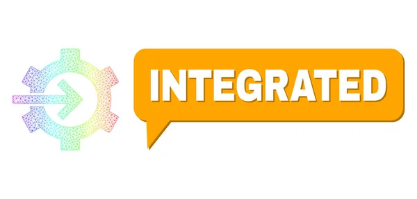 Spectrum Mesh Gradient Cog Integrációs ikon és integrált chat keret árnyékkal — Stock Vector