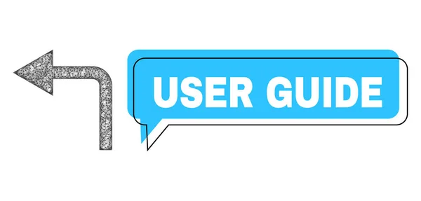 Guía del usuario desplazada Burbuja de conversación y red Gire a la izquierda icono — Vector de stock
