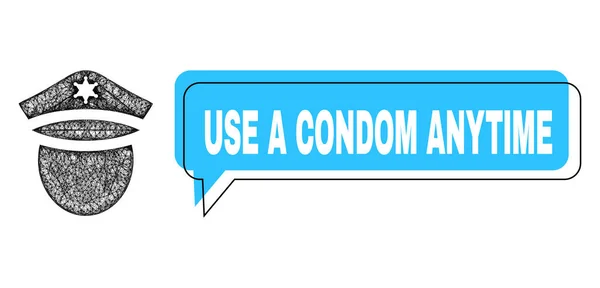 Yanlış Kondom Kullan Konuşma Balonu ve Doğrusal Polis Şefi Simgesi — Stok Vektör