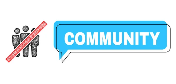 Misplaatste Community Speech Cloud en Net Mesh Stop People Icon — Stockvector