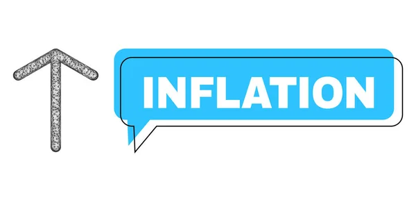 Helytelen Inflation Speech Cloud és Net Arrow Up ikon — Stock Vector