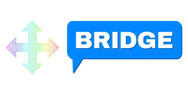Szivárvány Net Gradient Bővítse nyilak ikon és híd beszélgetési felhő árnyék — Stock Vector