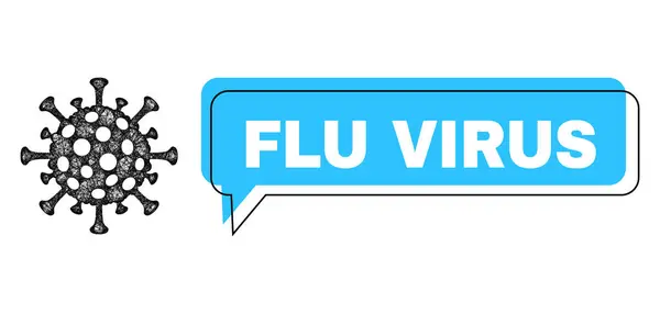 Umgeschobener Grippevirus-Sprechballon und Netz-Grippevirus-Ikone — Stockvektor