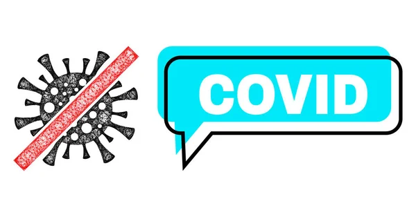 Eltolódott Covid Message Frame and Network Eltávolítása Covid Virus Icon — Stock Vector