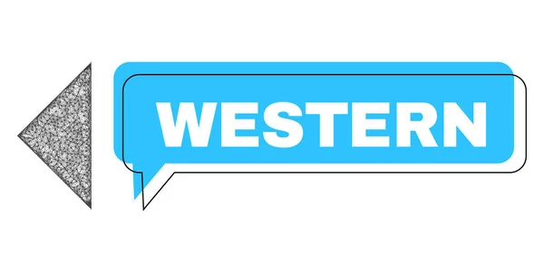 Shifted Western Speech Frame and Net Mesh Arrowhead Left Icon — Stock Vector