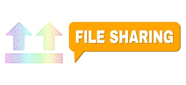 Le gradient spectral net fait apparaître l'icône et le cadre de conversation de partage de fichiers avec l'ombre — Image vectorielle