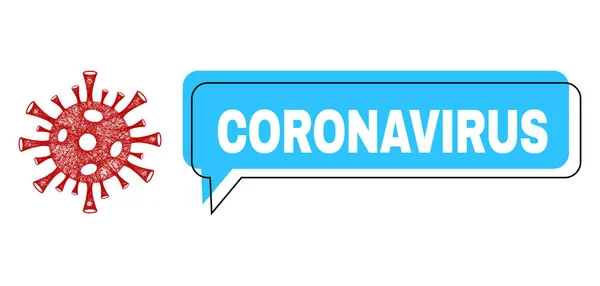 Deplazierte Coronavirus Chat Cloud und Netzwerk Coronavirus Icon — Stockvektor