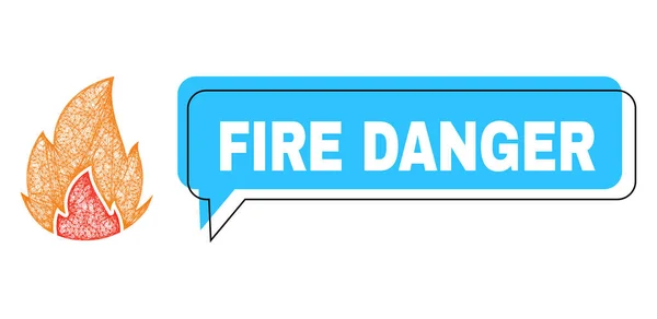 Yanlış yerleştirilmiş Yangın Tehlike Balonu ve Doğrusal Ateş Simgesi — Stok Vektör
