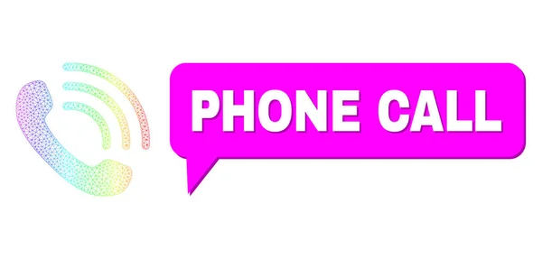 Spectral Net Gradient Phone Call Icon und Phone Call Speech Ballon mit Schatten — Stockvektor