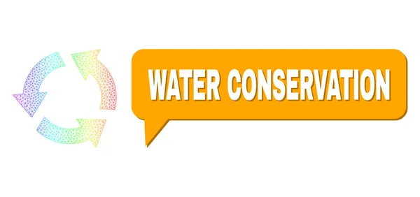 Icona di riciclaggio del gradiente netto spettrale e bolla di messaggio di conservazione dell'acqua con ombra — Vettoriale Stock