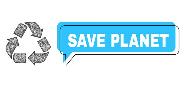 Misprasted Save Planet Message Frame and Linear Recycle Icon — 스톡 벡터