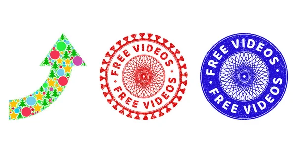 Vidéos gratuites Timbres de détresse et Collage rotatif des symboles du Nouvel An — Image vectorielle
