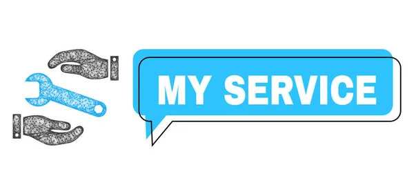 Misplaatst Mijn Service Speech Ballon en Net Mesh Service Ikoon — Stockvector