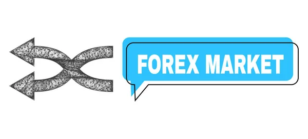 Deplatzierte Forex-Markt Message Cloud und Netz-Maschen-Shuffle-Pfeile links Icon — Stockvektor