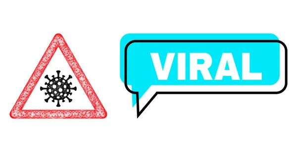 Message viral décalé Bulle et réseau Icône d'avertissement virale — Image vectorielle