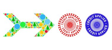 Kredi Uygulamalı Karalanmış Mühür ve Sağ Mozaik Yılbaşı Sembolleri