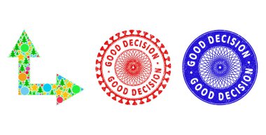 İyi Karar Tehlike Mühürleri ve Çatallanma oku Noel Sembolleri Kolajı