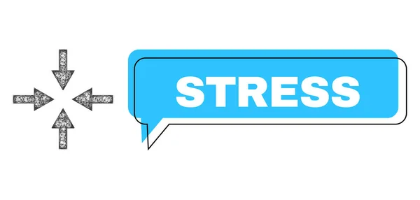 Verplaatst Stress Speech Ballon en Net Mesh Compress Arrows Icon — Stockvector