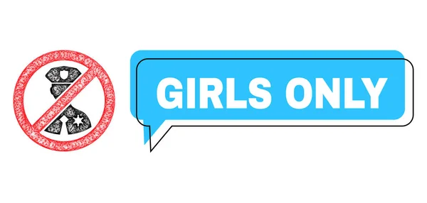 Shifted Girls Only Conversation Bubble és Network Nincs rendőr Icon — Stock Vector