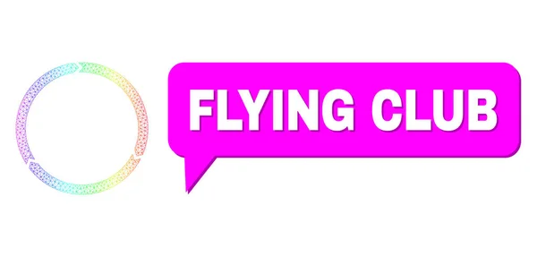 Icono de rotación de gradiente de red de espectro y marco de mensaje de club volador con sombra — Vector de stock