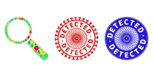 Detected Scratched Stamps and Search Tool Collage of New Year Symbols