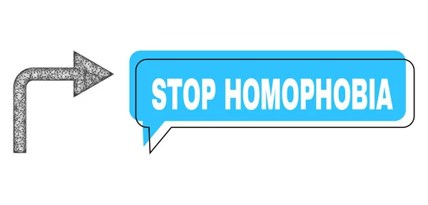 Misplaatste Stop Homofobie Chat Ballon en Net Turn Right Icon — Stockvector