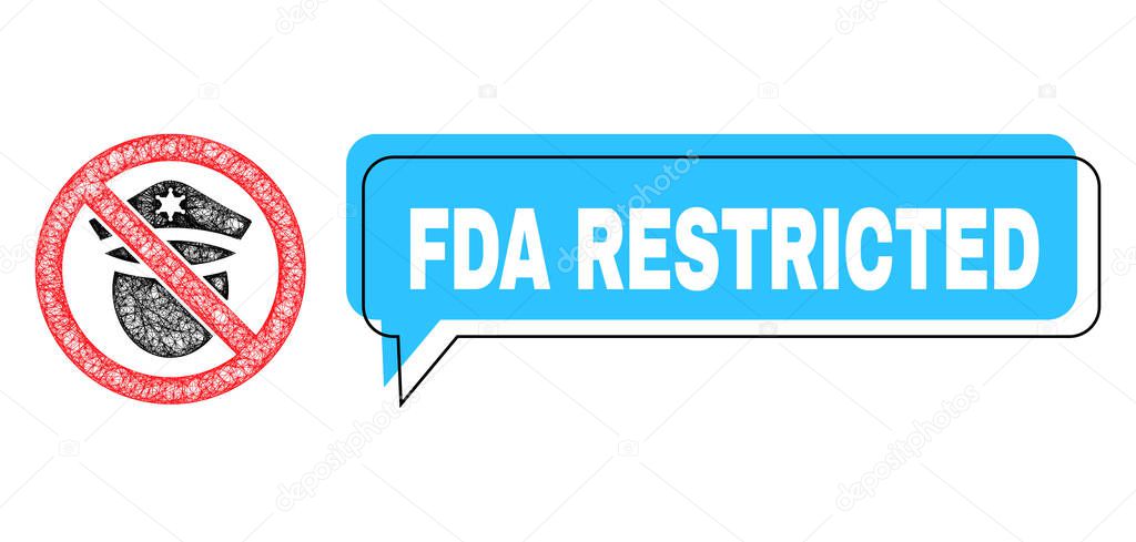 Shifted FDA Restricted Conversation Bubble and Net Mesh Forbid Police Cop Icon