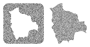 Bolivya Haritası - Stencil ile Noktalı Mozaik