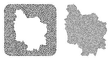 Burgundy Eyaleti Haritası - Stencil 'li Dot Mozaiği