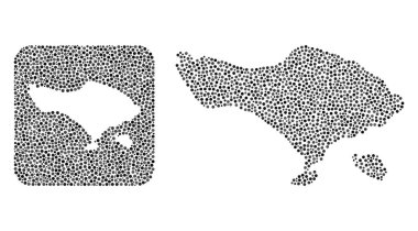 Bali Adası Haritası - Delikli Nokta Mozaiği