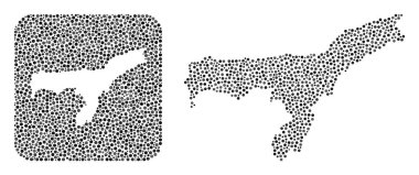 Assam Eyaleti Haritası - Şablonlu Noktalı Mozaik