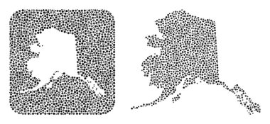 Alaska Haritası - Delikli Dot Mozaiği