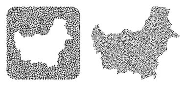 Borneo Adası Haritası - Delikli Noktalı Mozaik