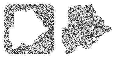 Botswana Haritası - Şablonlu Noktalı Mozaik