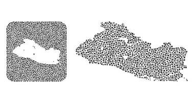 El Salvador Haritası - Şablonlu Nokta Kolajı