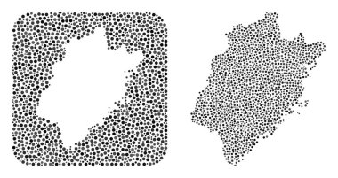 Fujian Eyaleti Haritası - Stencil 'li Dot Mozaiği