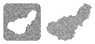 Granada Eyaleti Haritası - Stencil ile Noktalı Mozaik