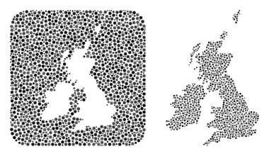 Büyük Britanya ve İrlanda Haritası - Çıkarılan Boşluklu Dot Mozaiği