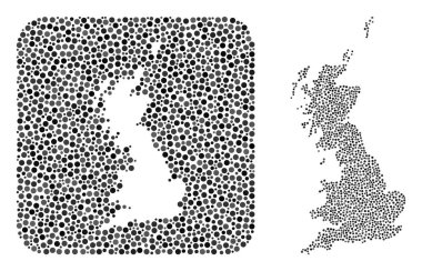 Büyük Britanya Haritası - Çıkarılan Boşluklu Dot Mozaiği