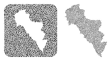 Yunanistan Haritası - Andros Adası - Stencil 'li Dot Mozaiği