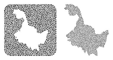 Heilongjiang Eyaleti Haritası - Stencil 'li Dot Mozaiği