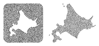Hokkaido Adası Haritası - Delikli Dot Mozaiği