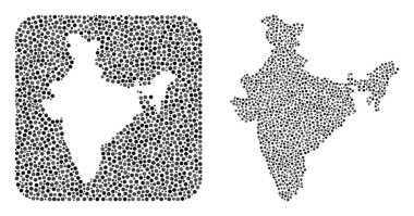 Hindistan Haritası - Şablonlu Noktalı Mozaik