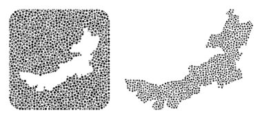 Moğolistan Haritası - Delikli Nokta Kolajı