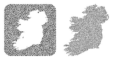 İrlanda Adası Haritası - Çıkarılan Boşluklu Noktalı Kolaj
