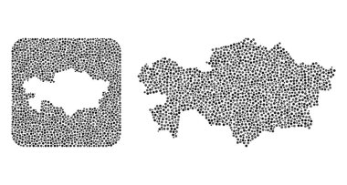 Kazakistan Haritası - Çıkarılmış Boşluklu Noktalı Kolaj