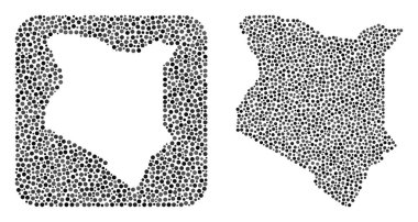 Kenya Haritası - Delikli Dot Mozaiği